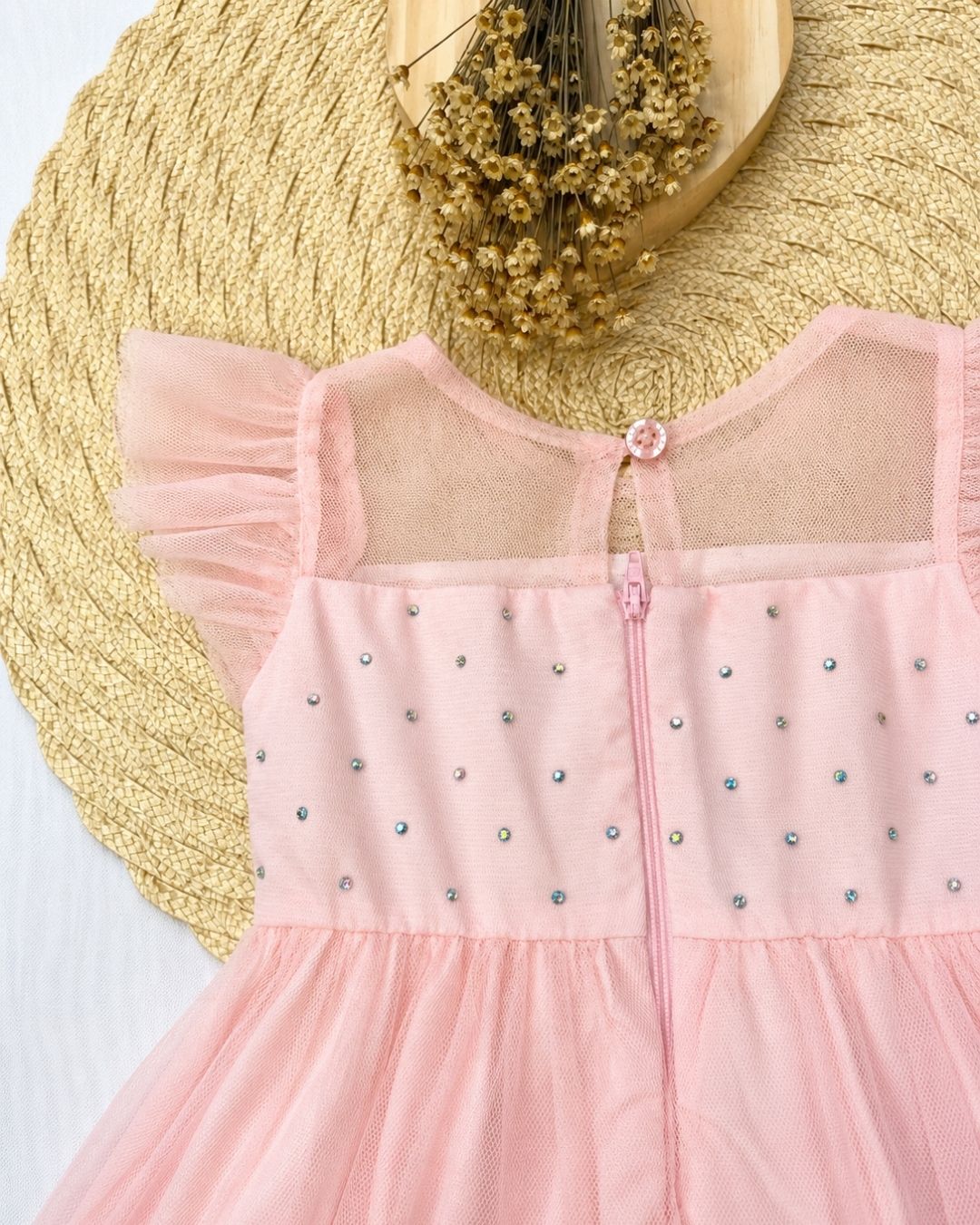 Vestido De Festa Bebê Rosa Com Strass