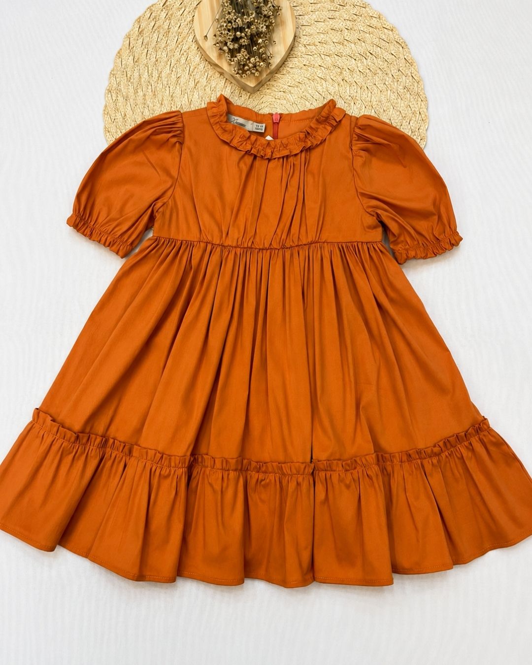Vestido Bebê Laranja Abóbora Com Babados