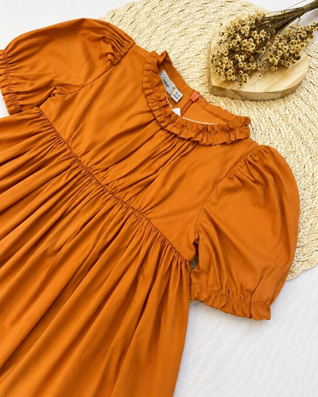 Vestido Bebê Laranja Abóbora Com Babados