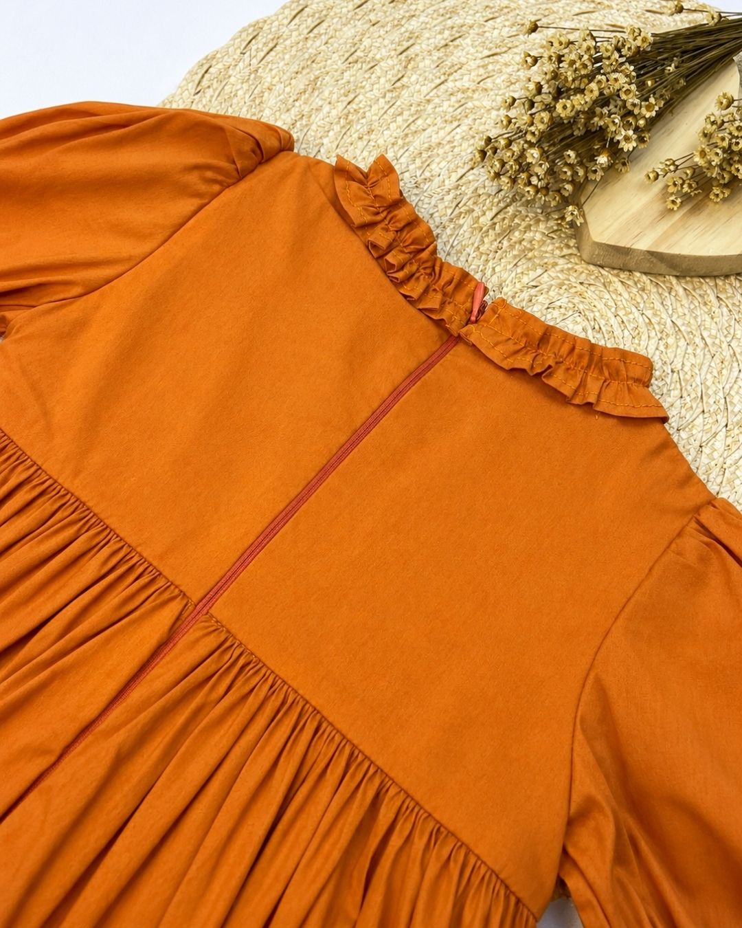 Vestido Bebê Laranja Abóbora Com Babados