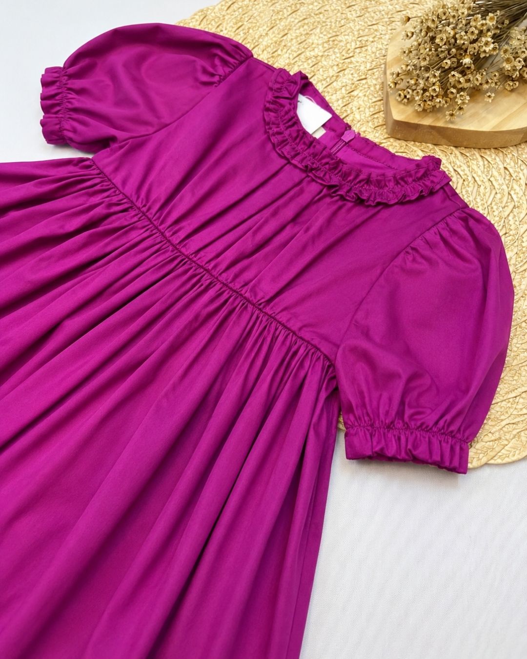 Vestido Bebê Roxo Franzido E Com Babados