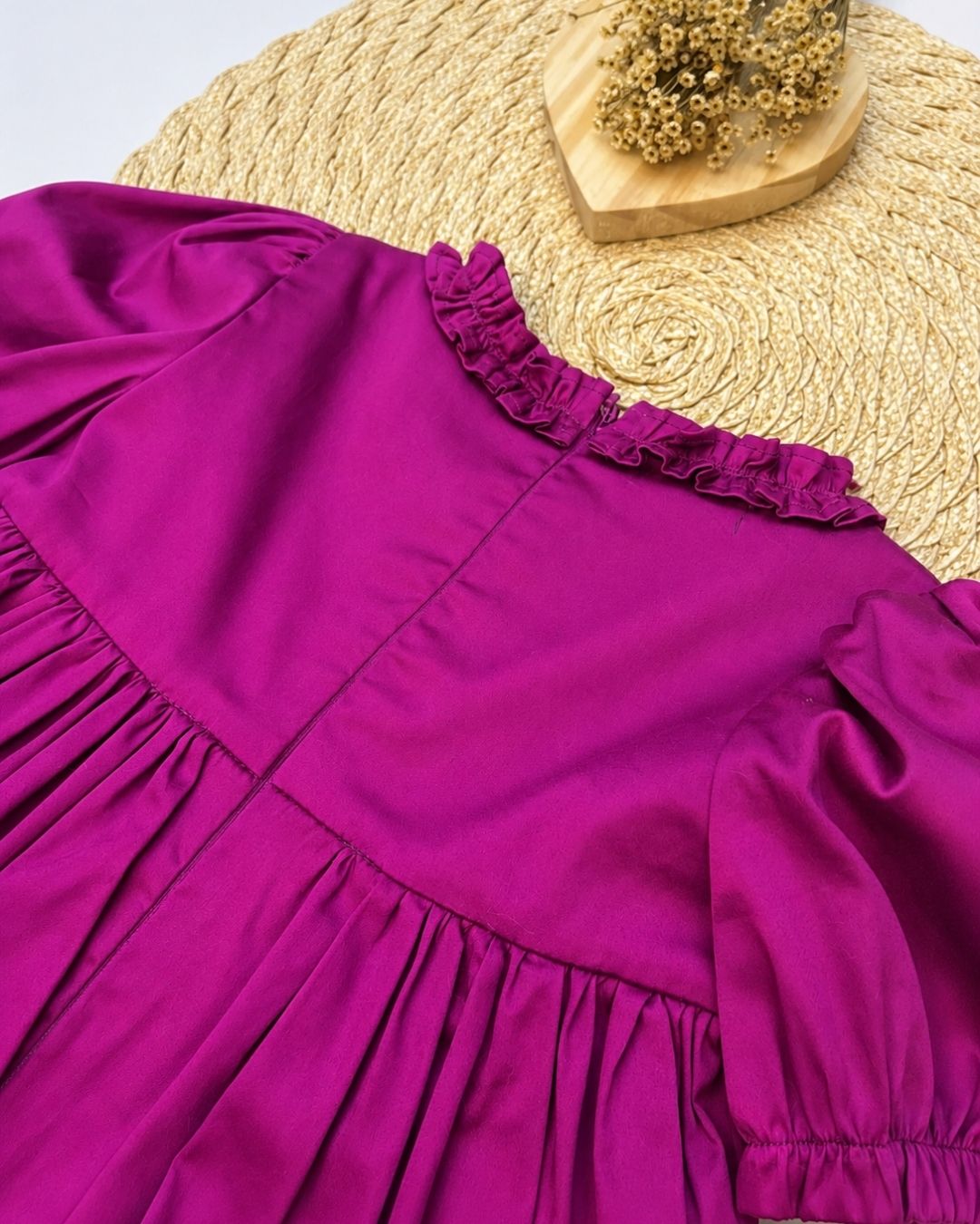 Vestido Bebê Roxo Franzido E Com Babados