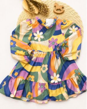 Vestido Infantil Estampado Groovy Color