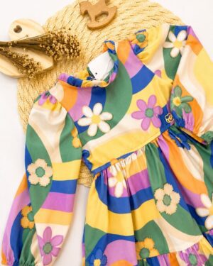 Vestido Infantil Estampado Groovy Color