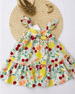 Vestido Bebê Estampado Frutas E Jardim Infantil