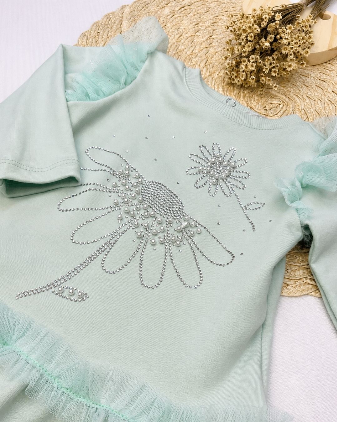 Vestido Bebê Inverno Verde Água