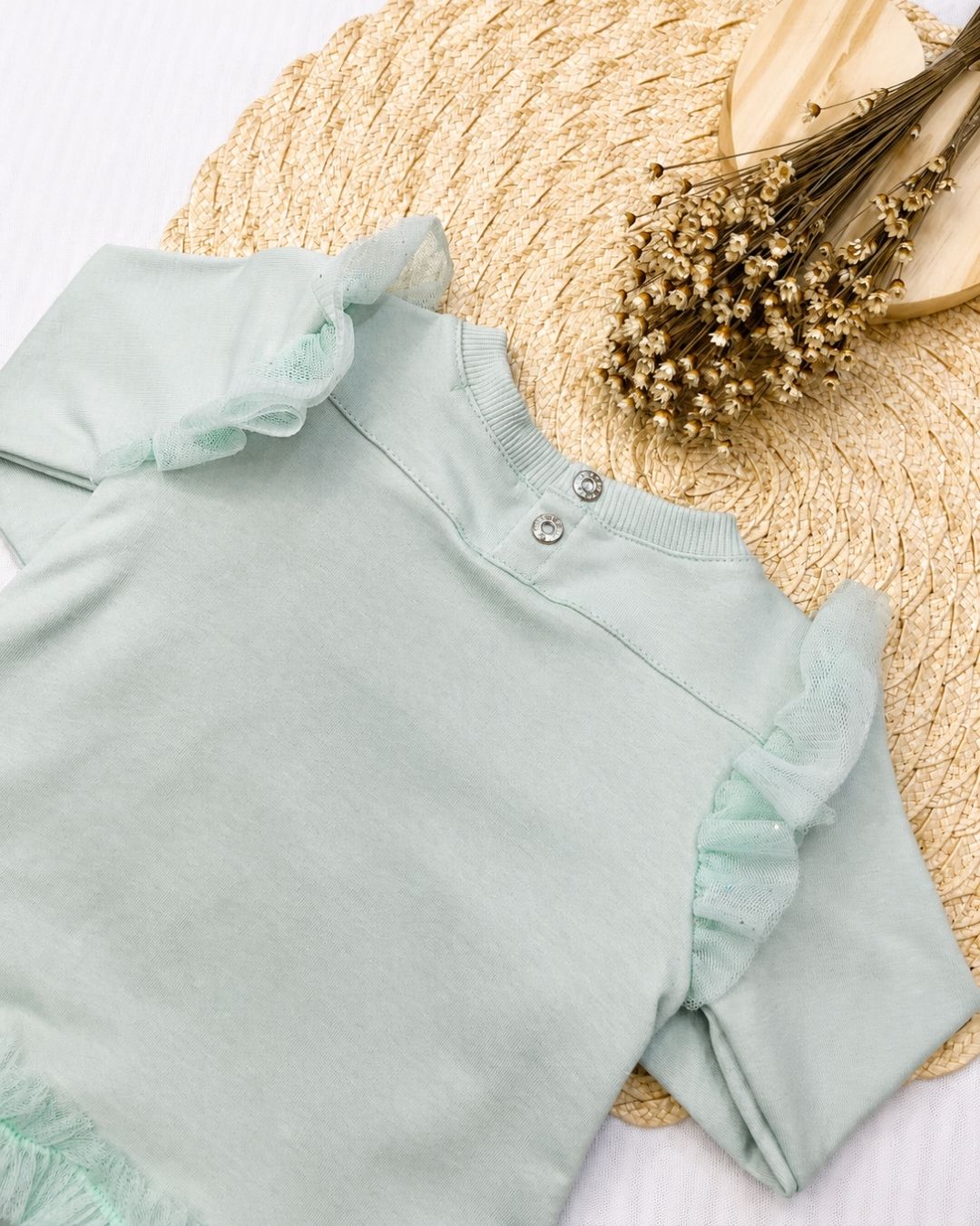 Vestido Bebê Inverno Verde Água
