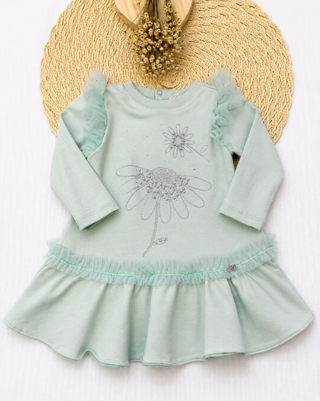 Vestido Bebê Inverno Verde Água
