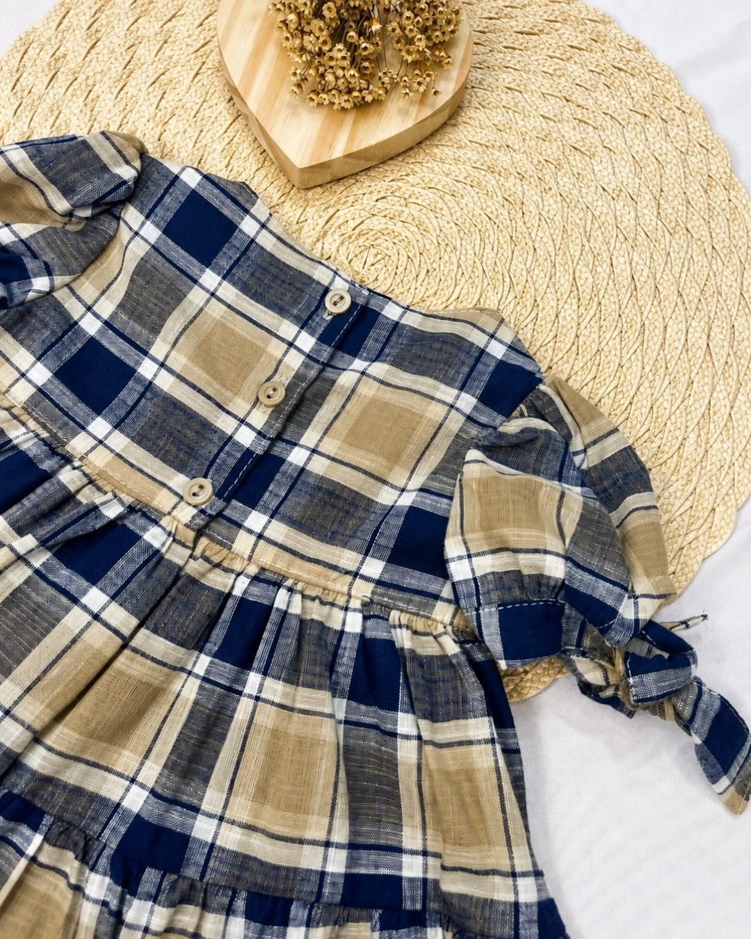 Vestido Bebê Xadrez Com Laços E Babados