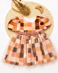 Vestido Bebê Ursinhas Patchwork Com Tule