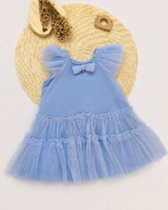 Vestido Bebê Com Tule Pérolas E Laço