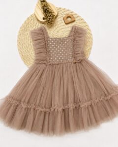 Vestido Bebê Em Tule E Bordado Com Paetes