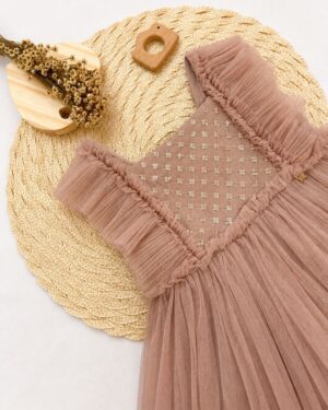Vestido Bebê Em Tule E Bordado Com Paetes Infantil