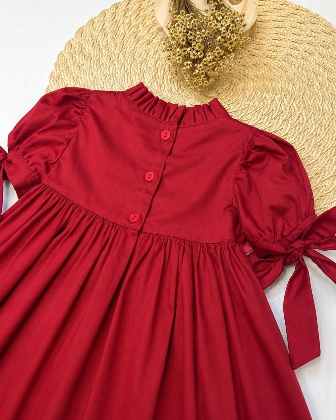 Vestido Bebê Vermelho Com Laços E Babado