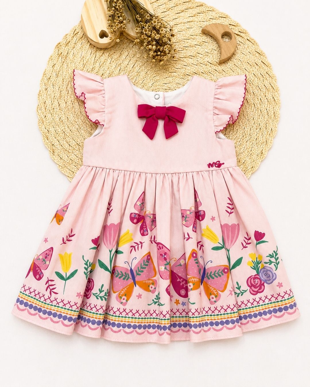 Vestido Bebê Com Borboletas E Flores