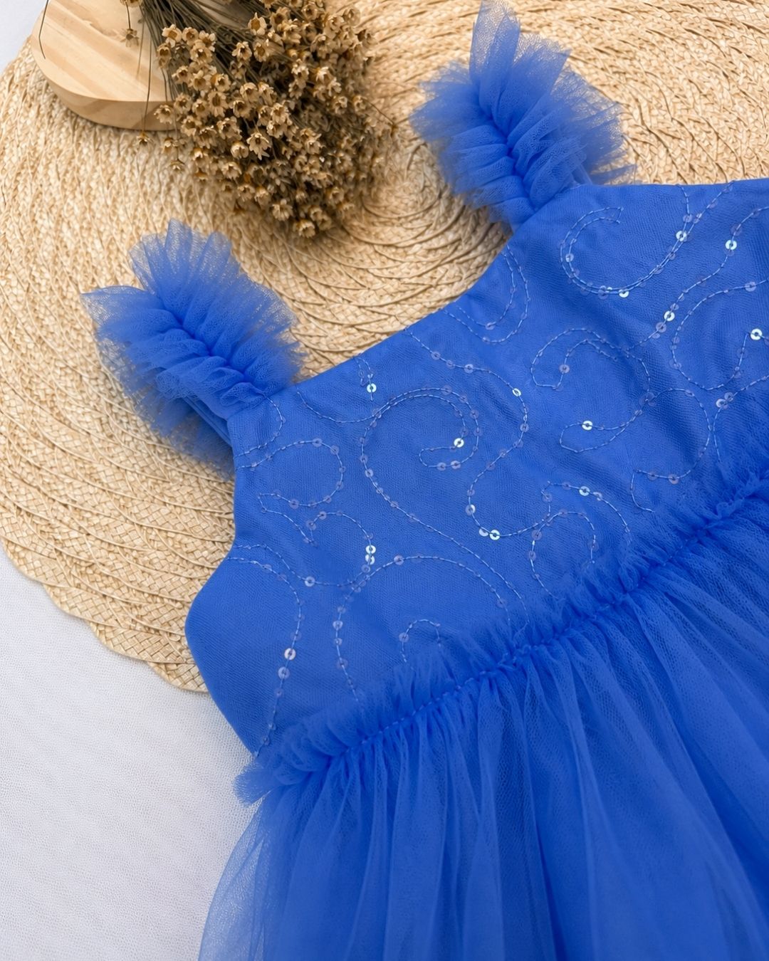 Vestido De Festa Bebê Azul Com Paete