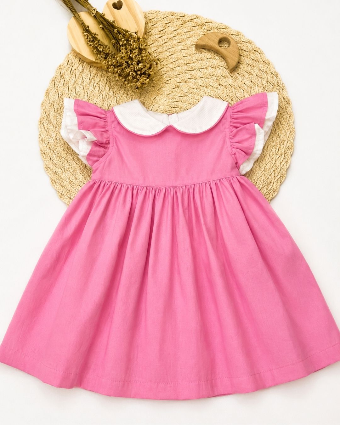 Vestido Bebê Com Gola Peter Pan