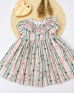 Vestido Bebê Estampa Listras E Laços Delicado