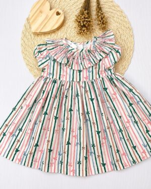 Vestido Bebê Estampa Listras E Laços Delicado Infantil