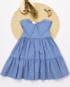 Vestido Bebê Com Gola Ampla Bordada