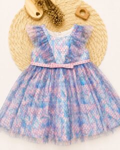 Vestido Bebê Estampa Sereia E Tule