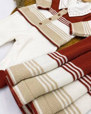 Saída Maternidade Tricot Terracota C/ Manta Infantil