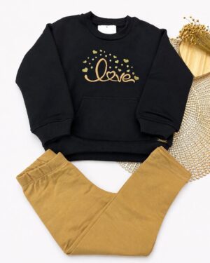 Conjunto Love Dourado Infantil