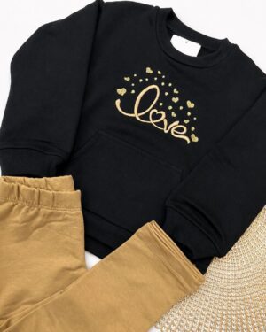 Conjunto Love Dourado Infantil