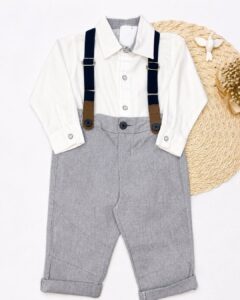 Conjunto Social Infantil Com Suspensórios
