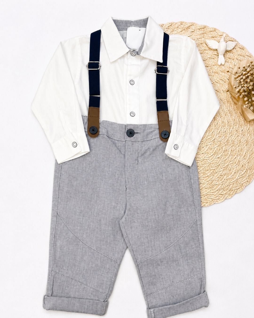 Conjunto Social Infantil Com Suspensórios