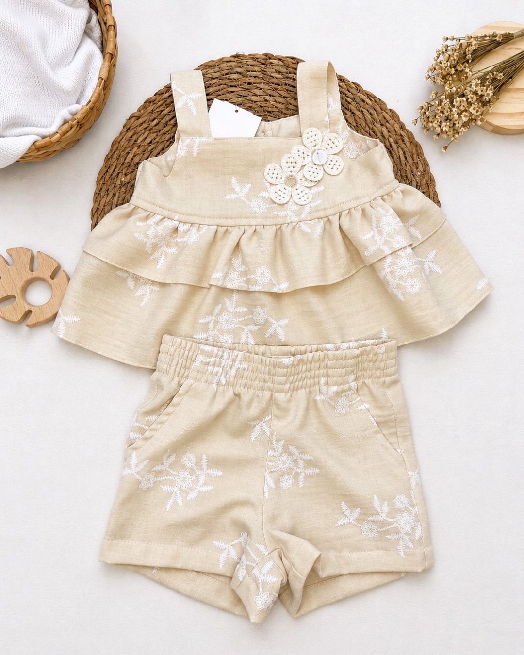 Conjunto Infantil Floral Blusa De Babados