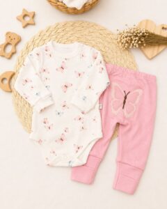 Conjunto Body Bebê Borboletas