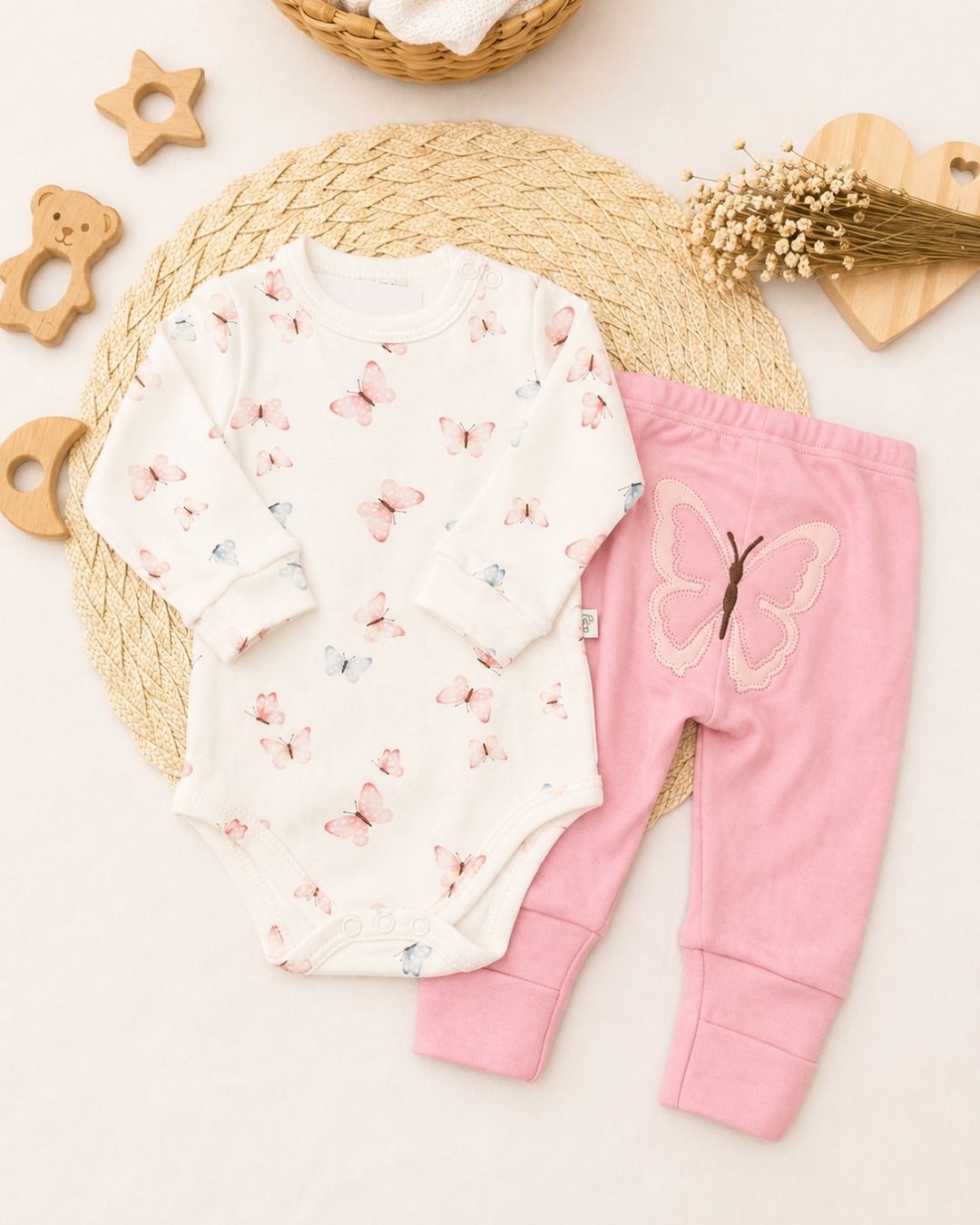 Conjunto Body Bebê Borboletas