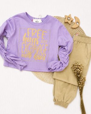 Conjunto Infantil Free Hugs Com Calça Cargo