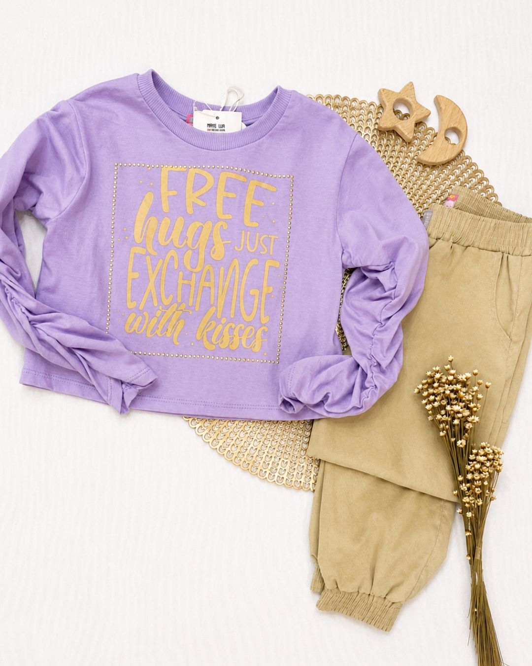 Conjunto Infantil Free Hugs Com Calça Cargo