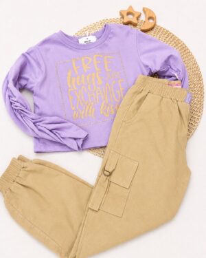 Conjunto Infantil Free Hugs Com Calça Cargo