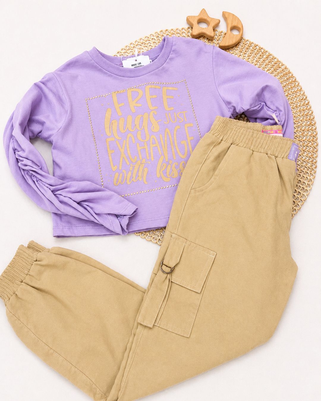Conjunto Infantil Free Hugs Com Calça Cargo