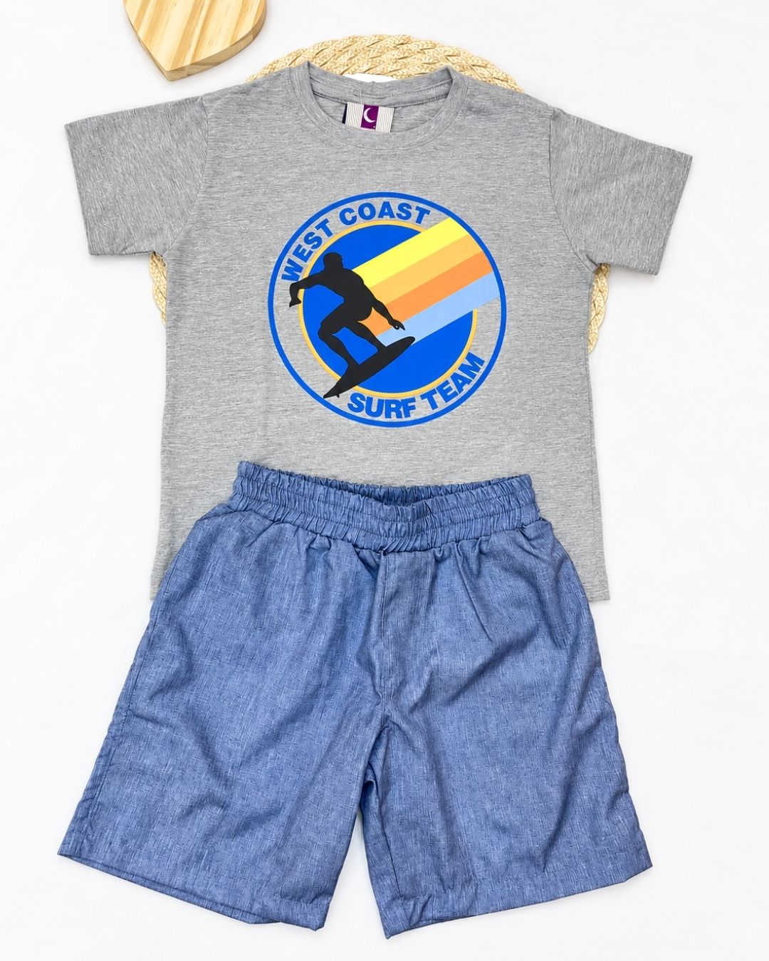 Conjunto Infantil Camiseta Surf