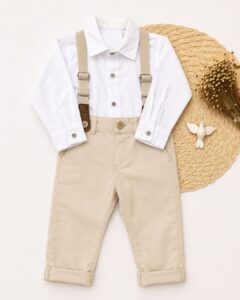 Conjunto Social Infantil Com Suspensórios