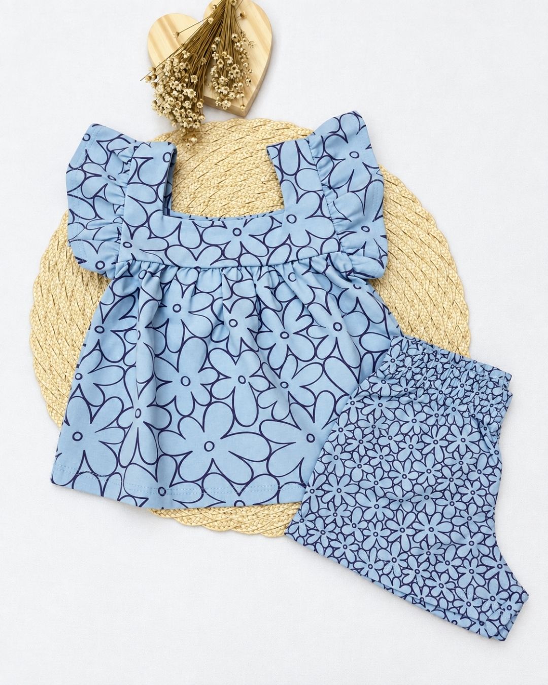 Conjunto Infantil Floral Blusa De Babados