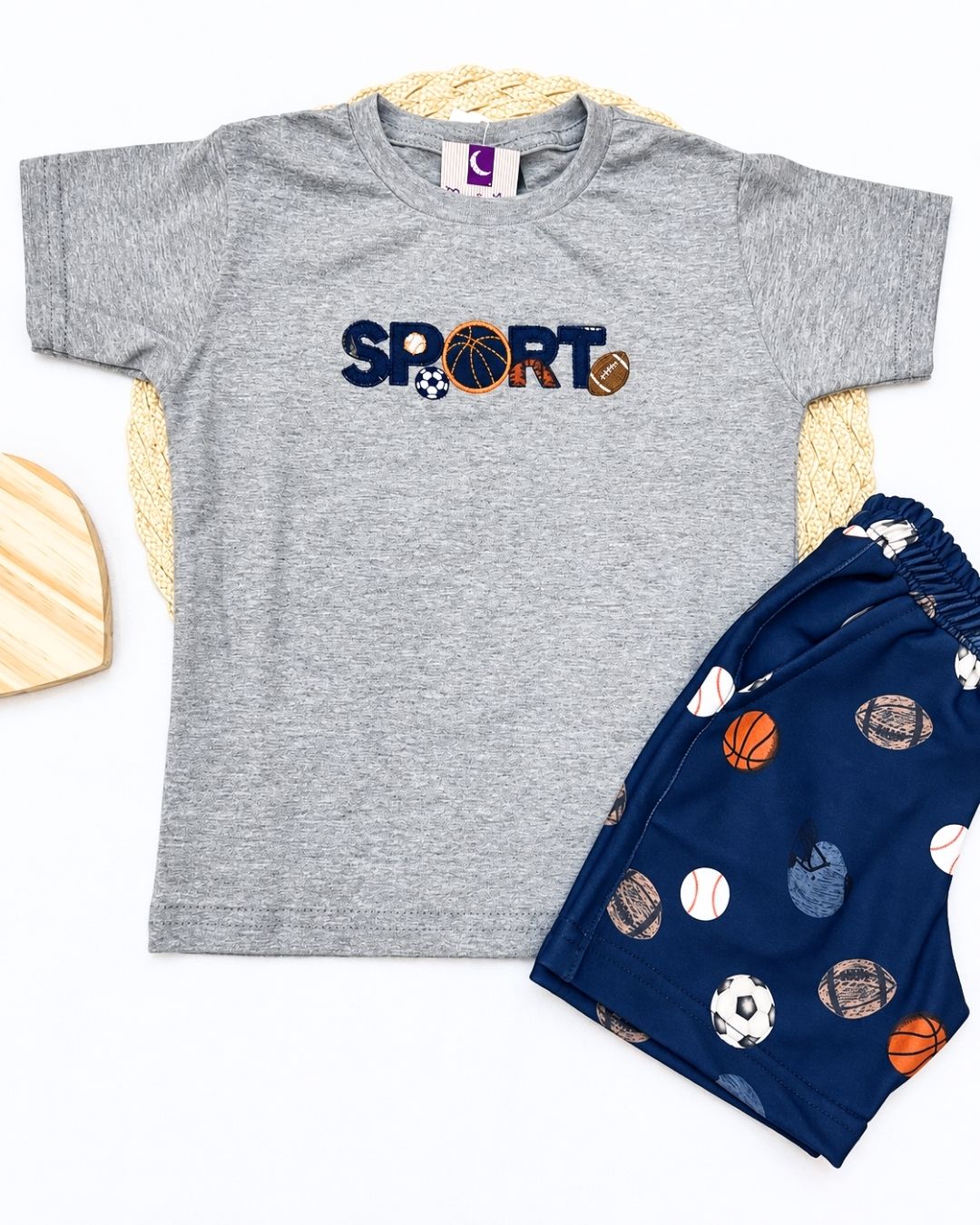 Conjunto Infantil Sport E Bermuda Estampada