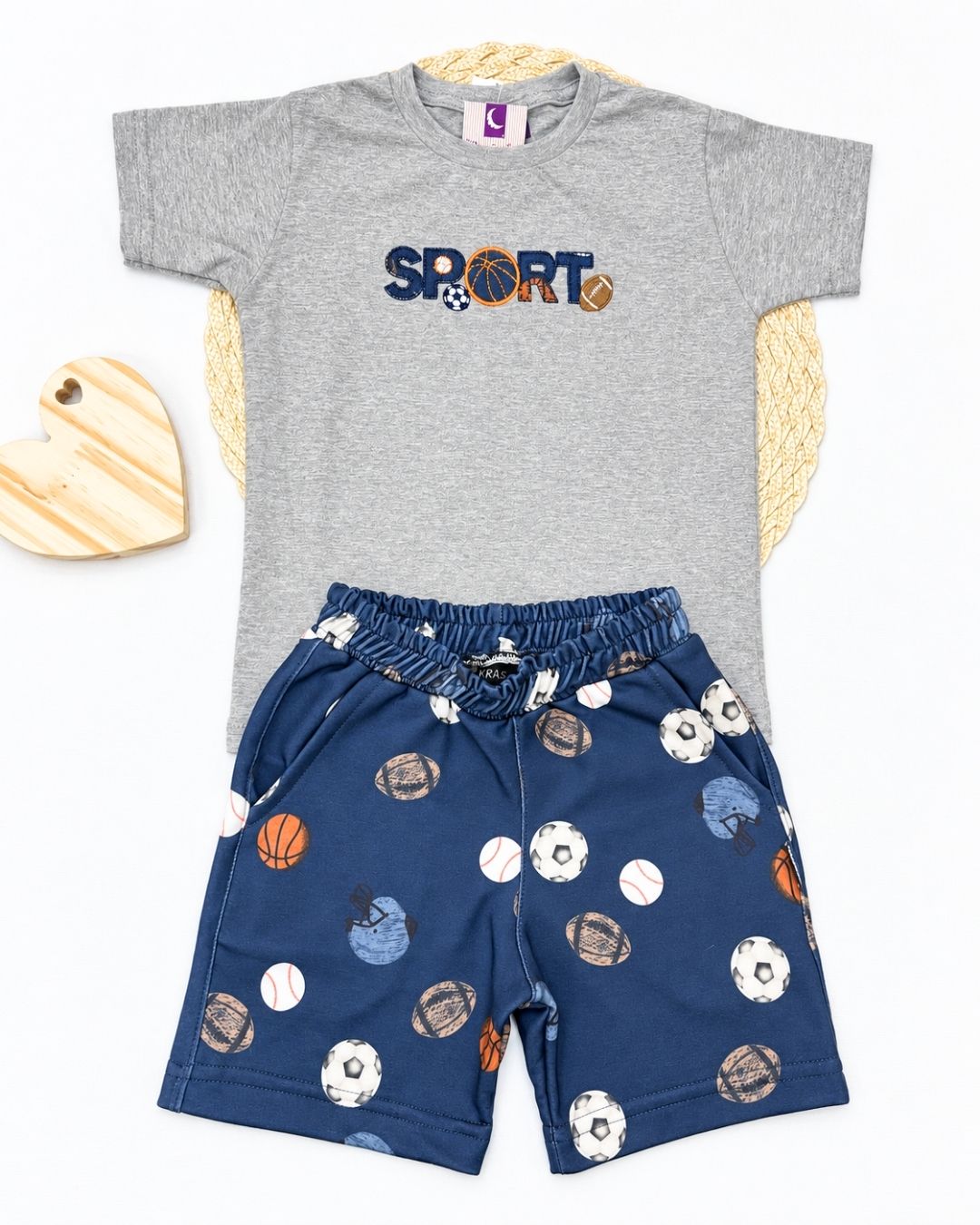 Conjunto Infantil Sport E Bermuda Estampada