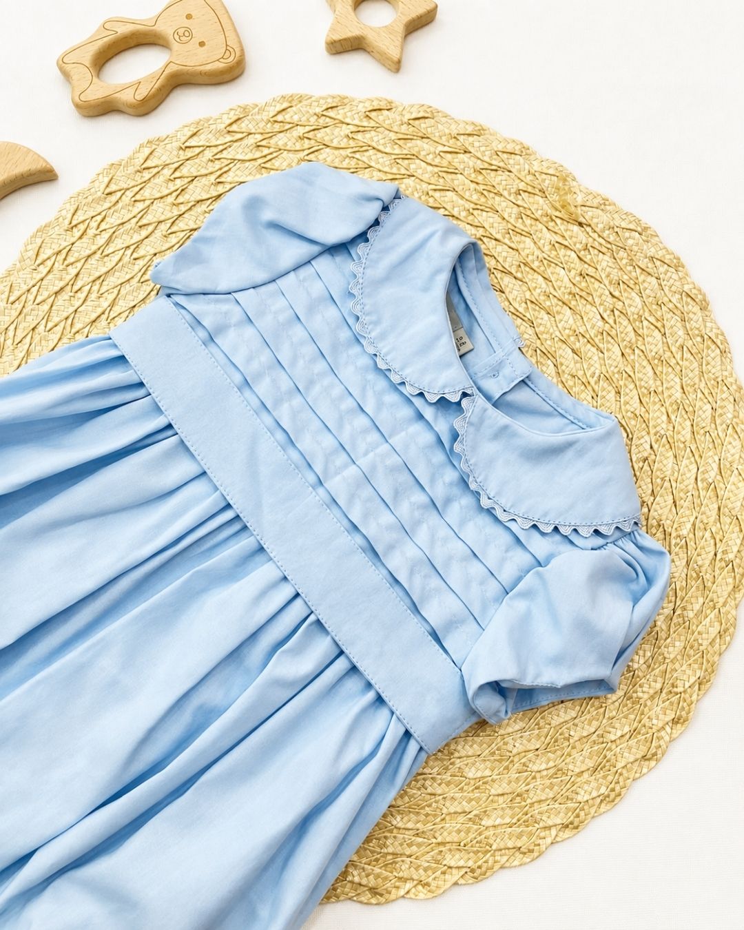 Macacão Romper Bebê Azul Com Gola Peter Pan