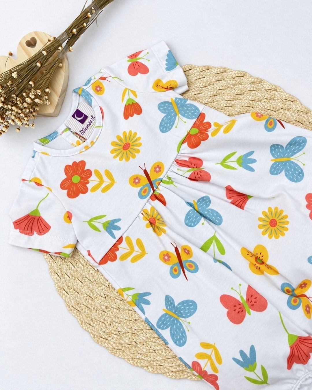 Macacão Bebê Manga Curta Estampa Floral