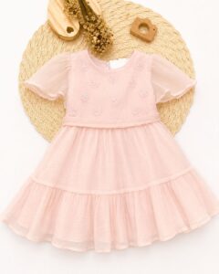 Vestido Infantil Tule Corações Com Paetês