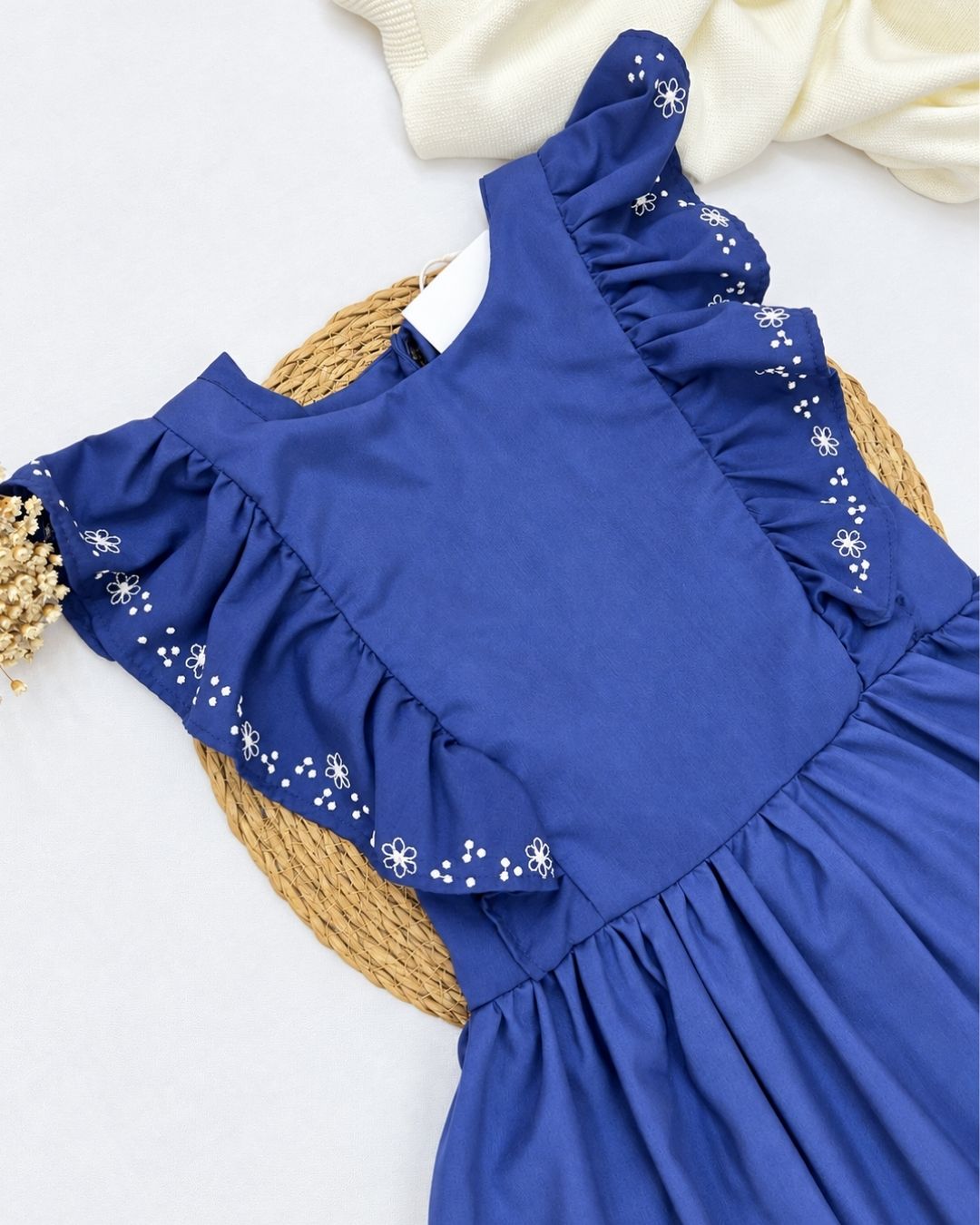 Vestido Infantil Azul Royal Com Babados