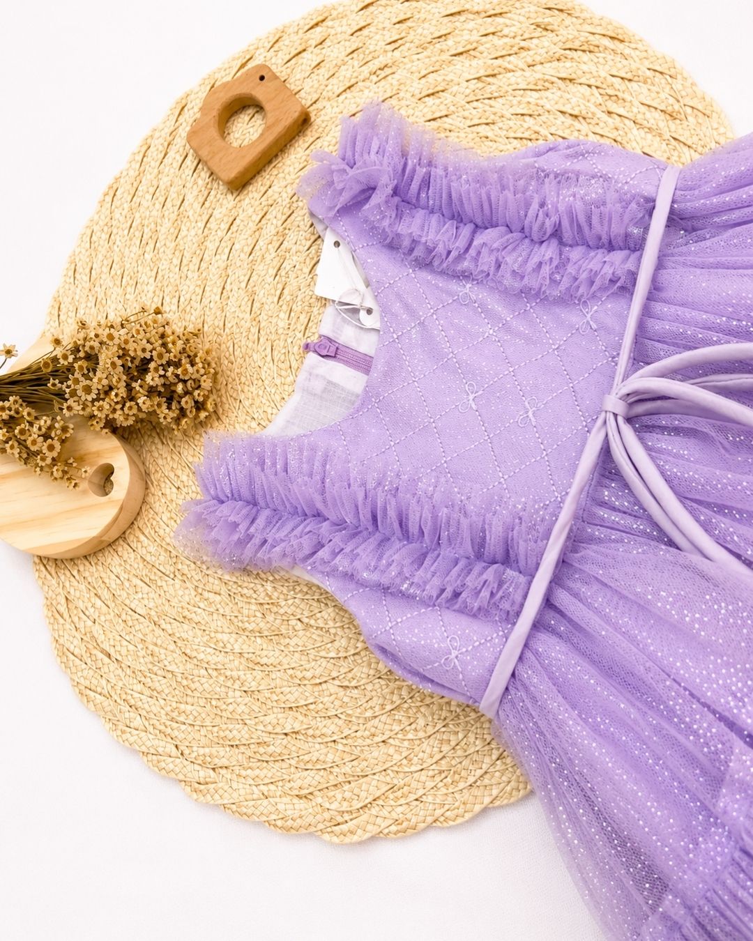 Vestido Infantil Tule Com Babados E Brilho
