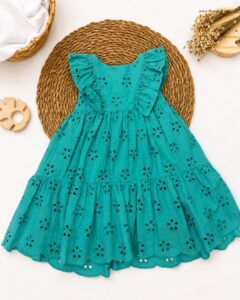 Vestido Infantil Laise Com Babado Nos Ombros