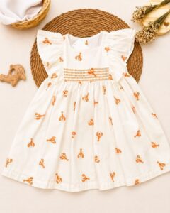 Vestido Infantil Lagosta Com Babados