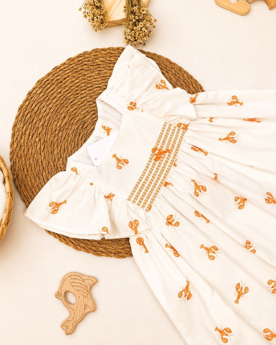 Vestido Infantil Lagosta Com Babados